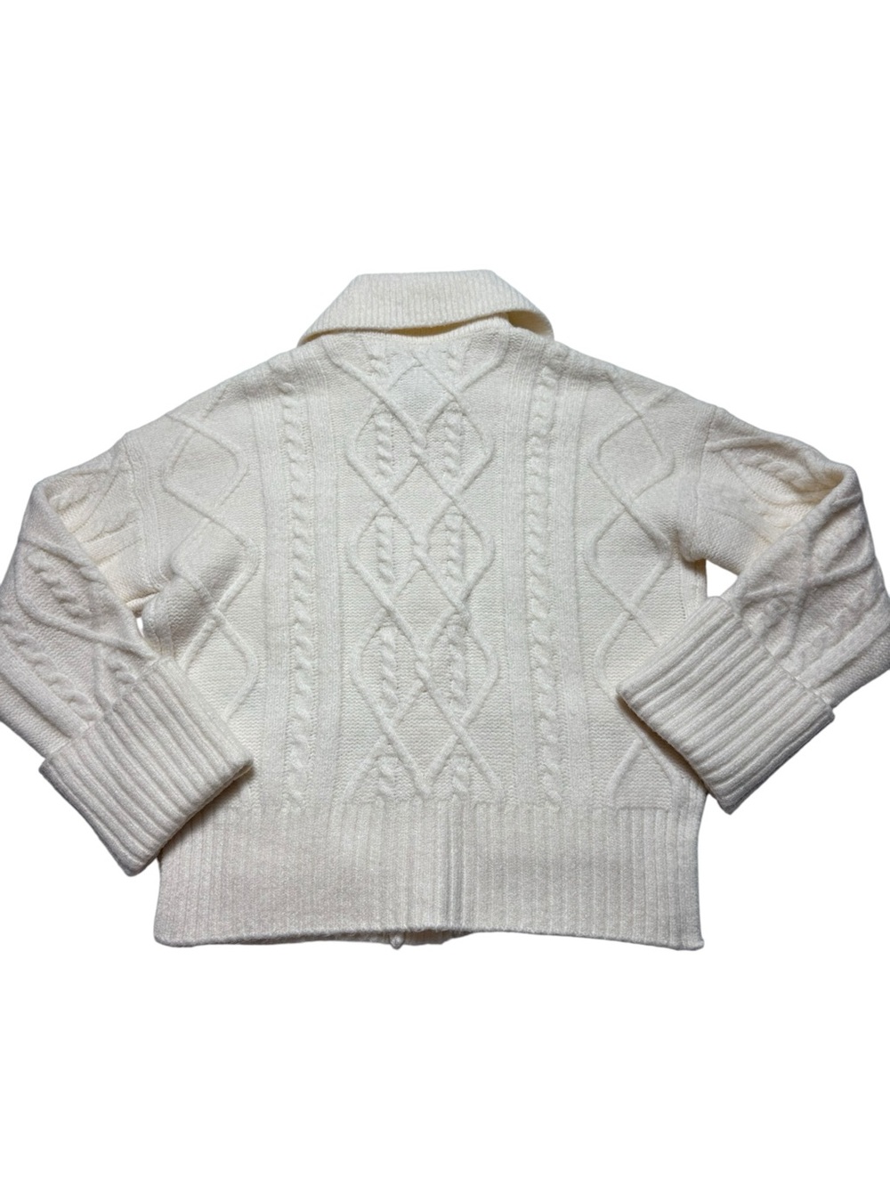 Abercrombie & Fitch Ivory Cable Knit Collared Cardigan Sweater - Picture 3 of 12